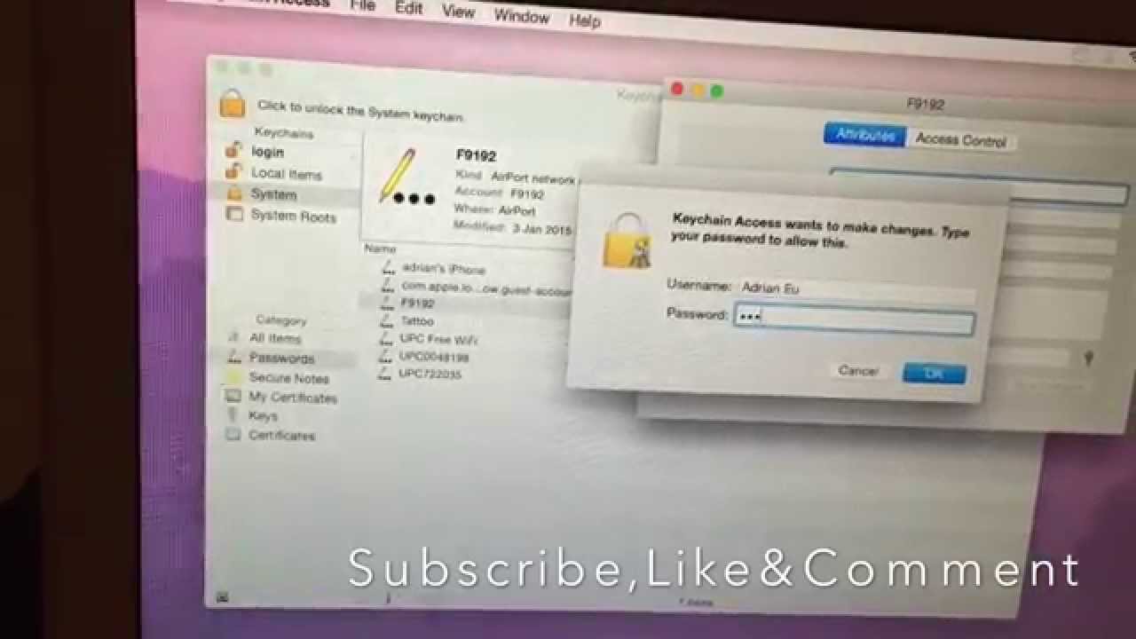 look for the wifi password on mac